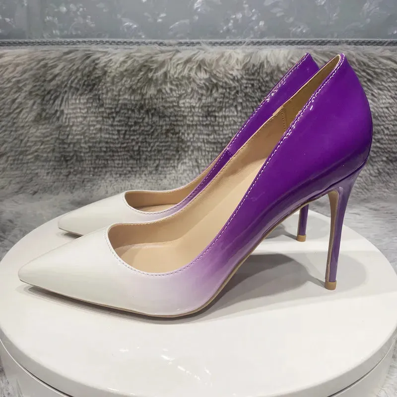 12cm fashion sexy Women's gradient high heels, needle pointed high heels