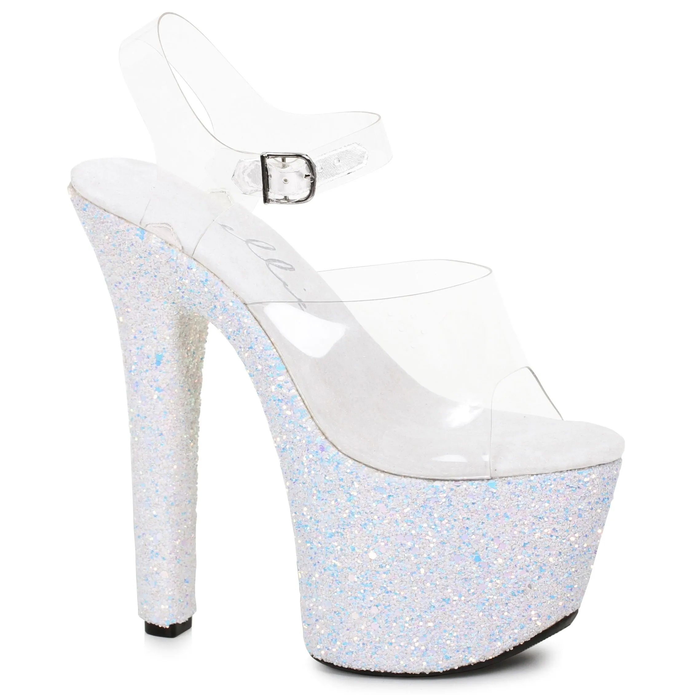 7" Pointed Stiletto Mule Sandal With Glitter Platform (ES711-SERENITY)