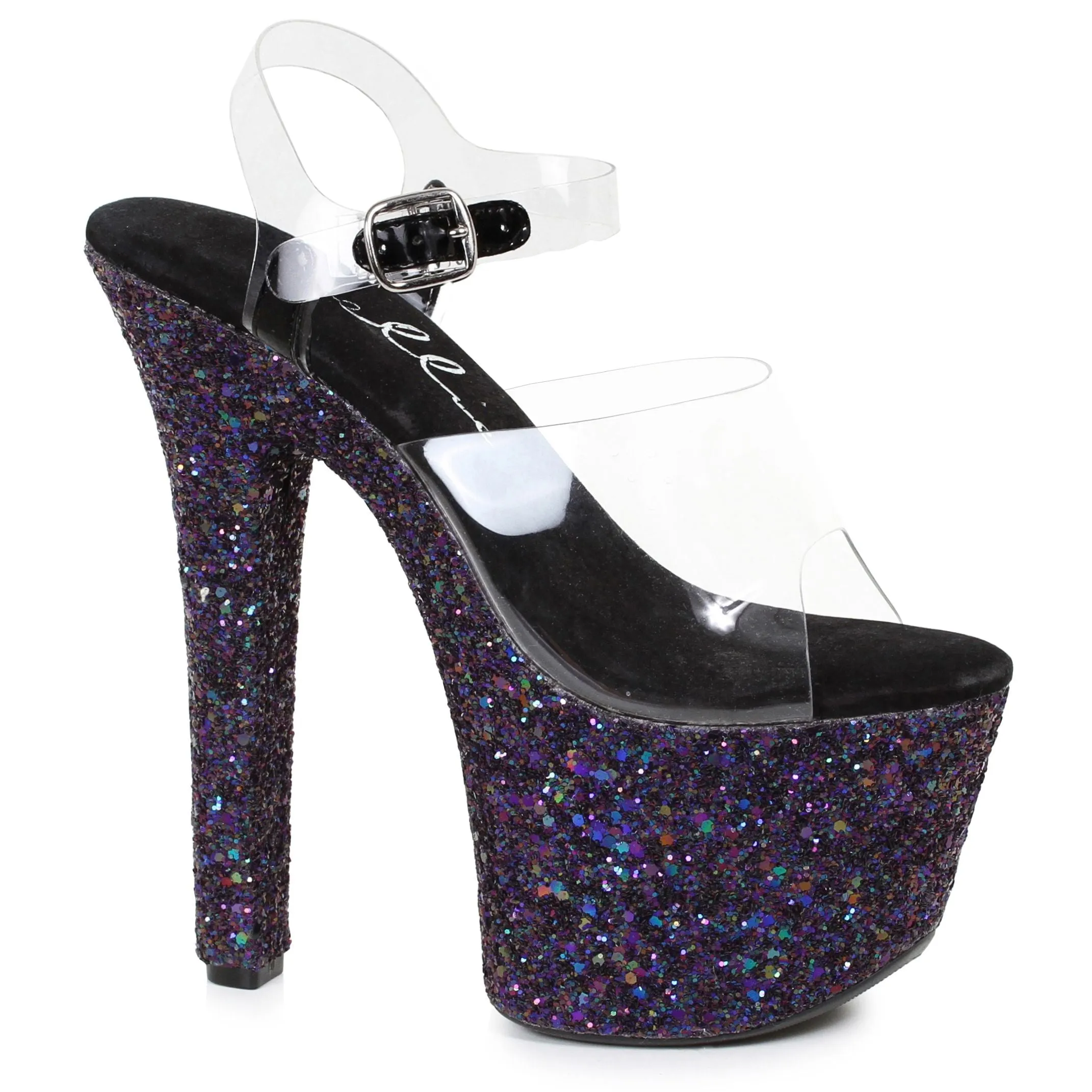 7" Pointed Stiletto Mule Sandal With Glitter Platform (ES711-SERENITY)