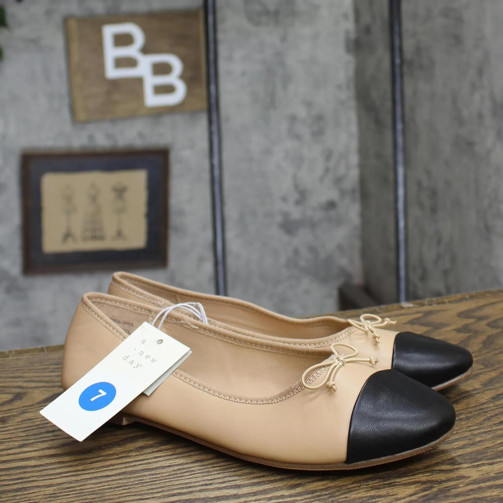 A New Day Womens Janie Ballet Flats with Memory Foam Insole Tan Brown 7M