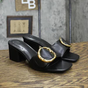 A New Day Womens Slip On Buckle Block Heels 1674ec13f27380 Black 8M