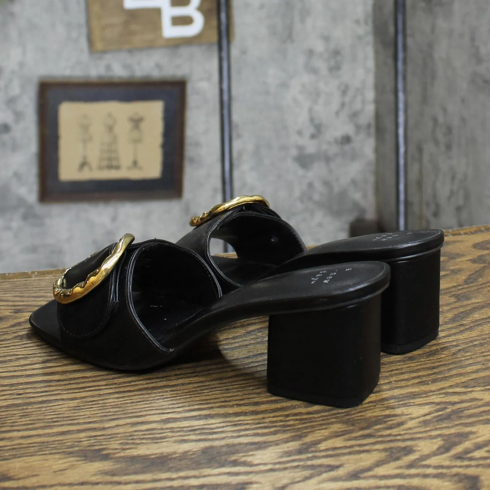 A New Day Womens Slip On Buckle Block Heels 1674ec13f27380 Black 8M