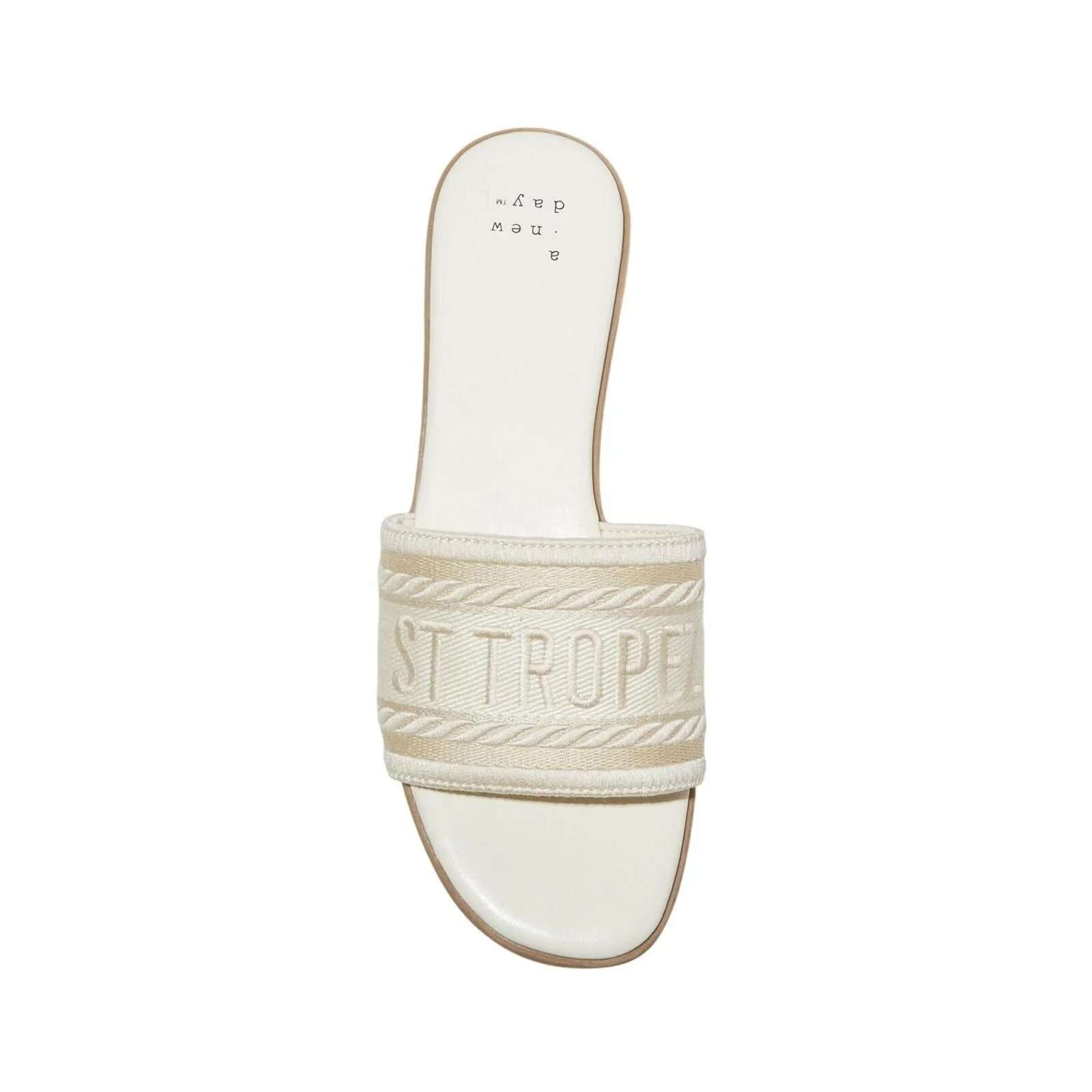 A New Day Womens St Tropez Nat Slide Sandals 89279352 Cream Off White 7