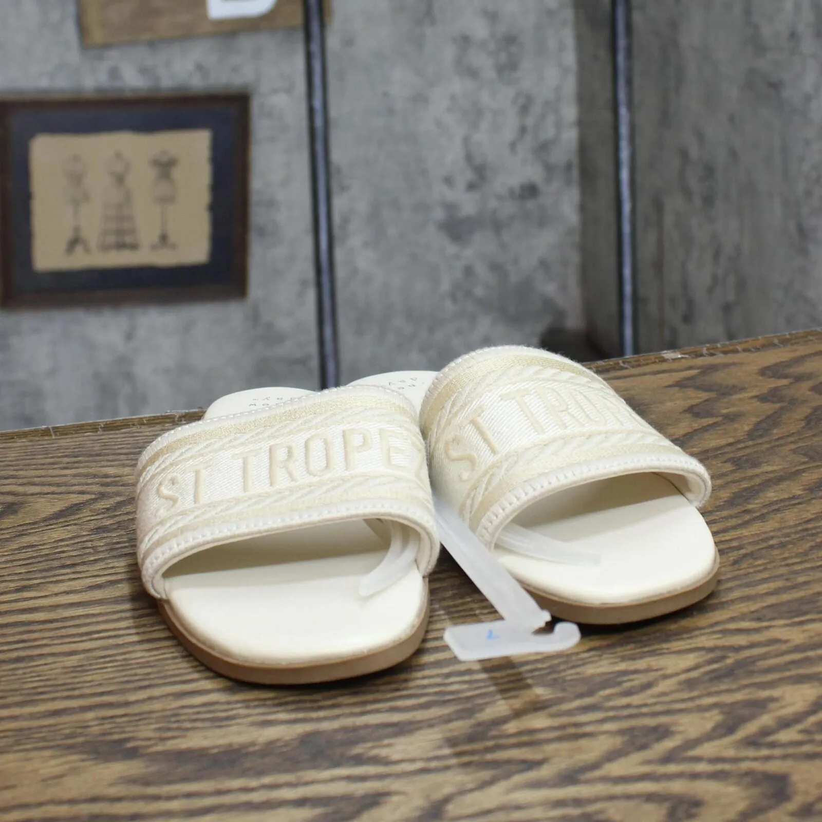 A New Day Womens St Tropez Nat Slide Sandals 89279352 Cream Off White 7