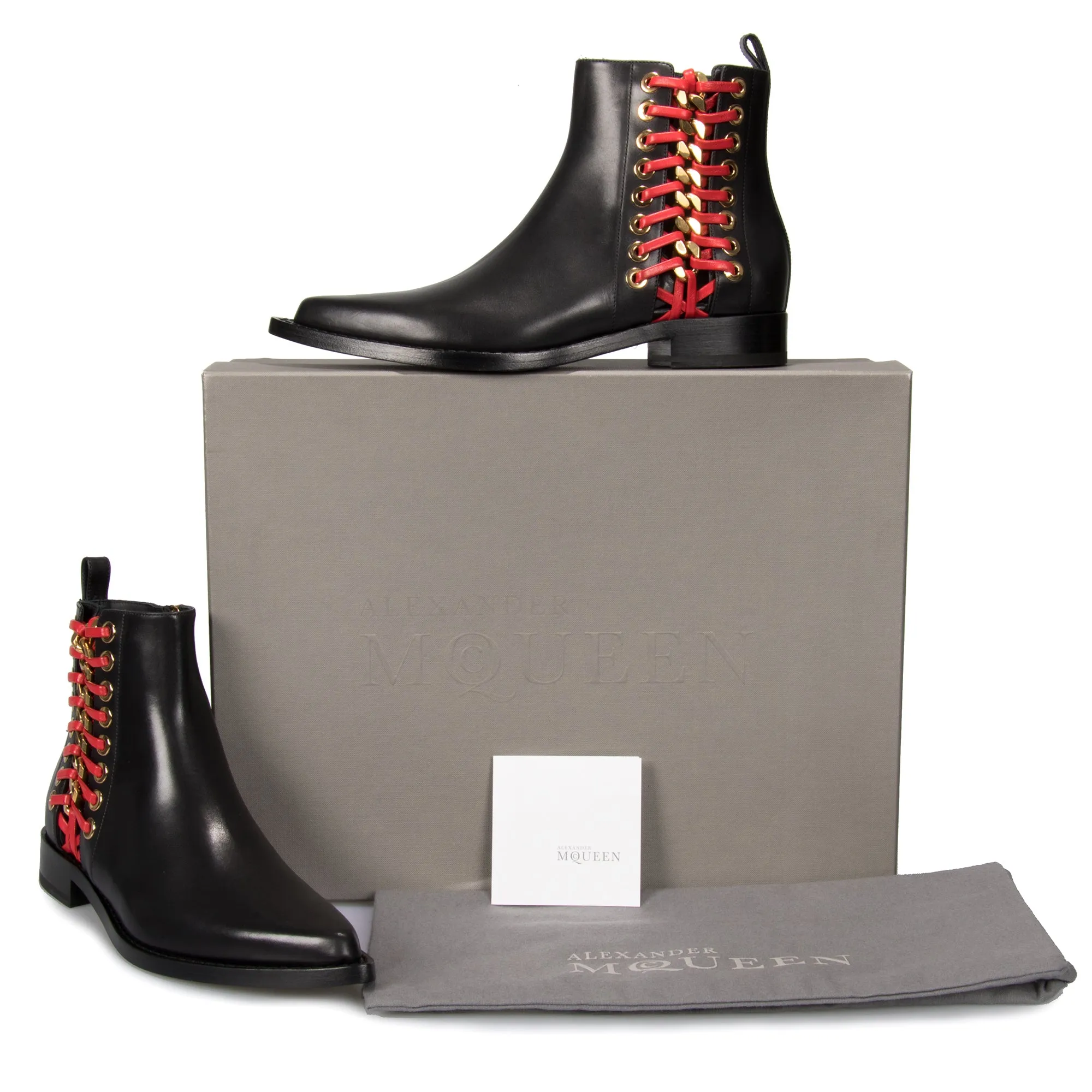 Alexander McQueen Braided Chain Leather Chelsea Boots