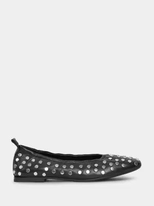 AMOR BLACK LEATHER BALLET FLATS