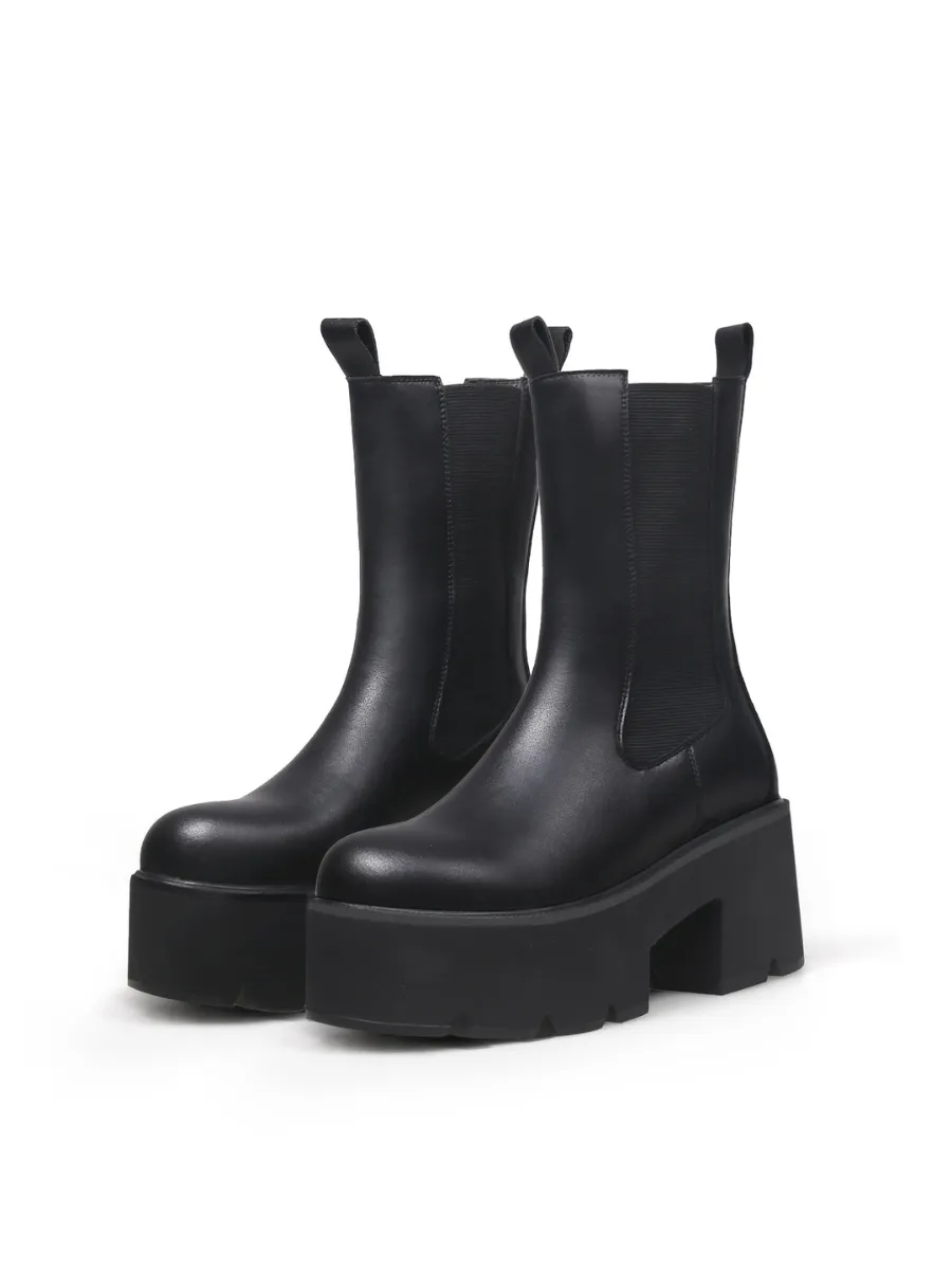 Anastasia Black Leather Chelsea Boot