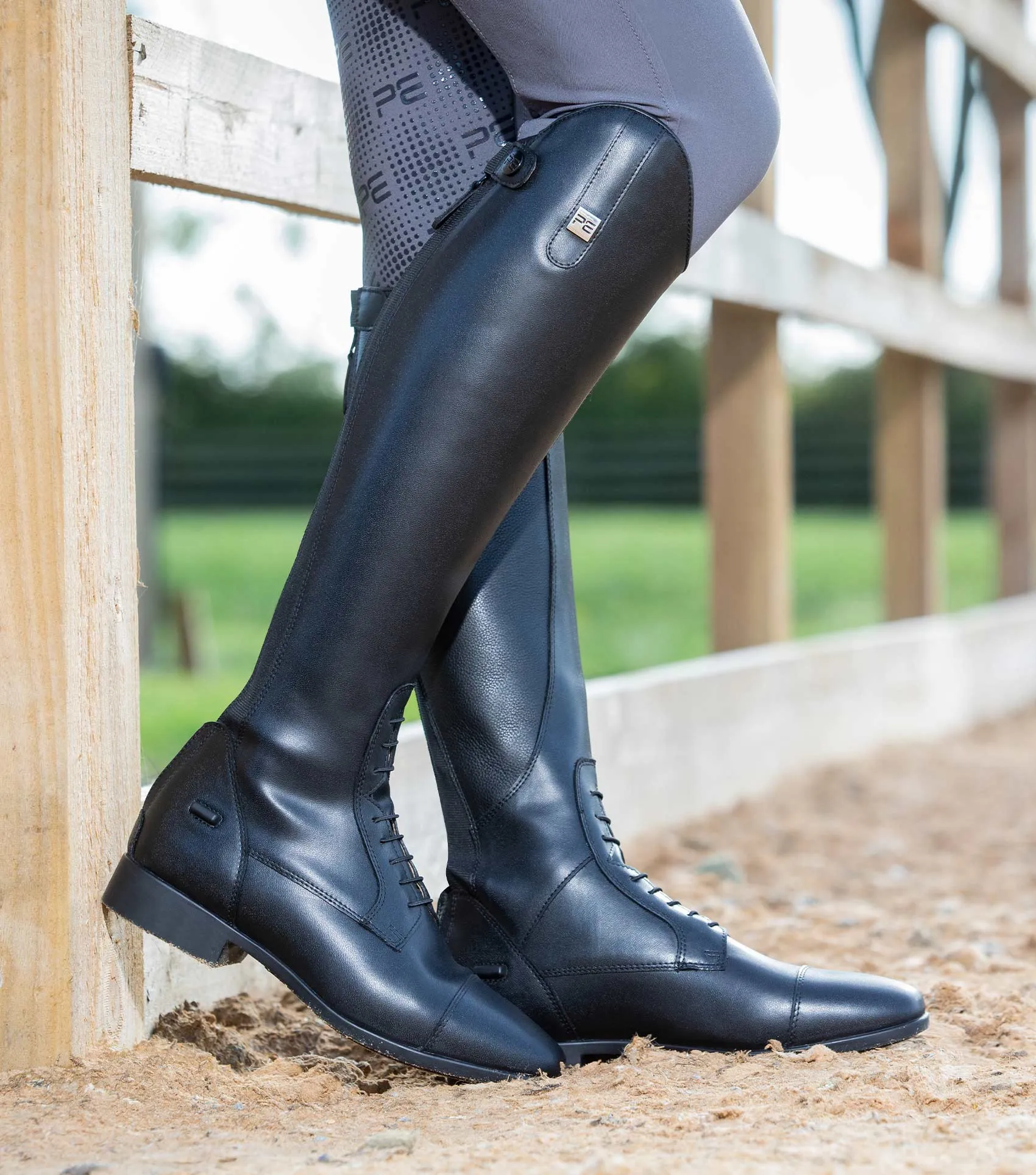 Anima Ladies Synthetic Field Tall Riding Boots Black (Wide Calf)
