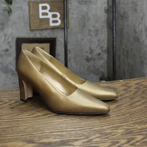 Ann Marino Womens Vintage Block Heels 1673d895bc172e Gold Yellow 6M