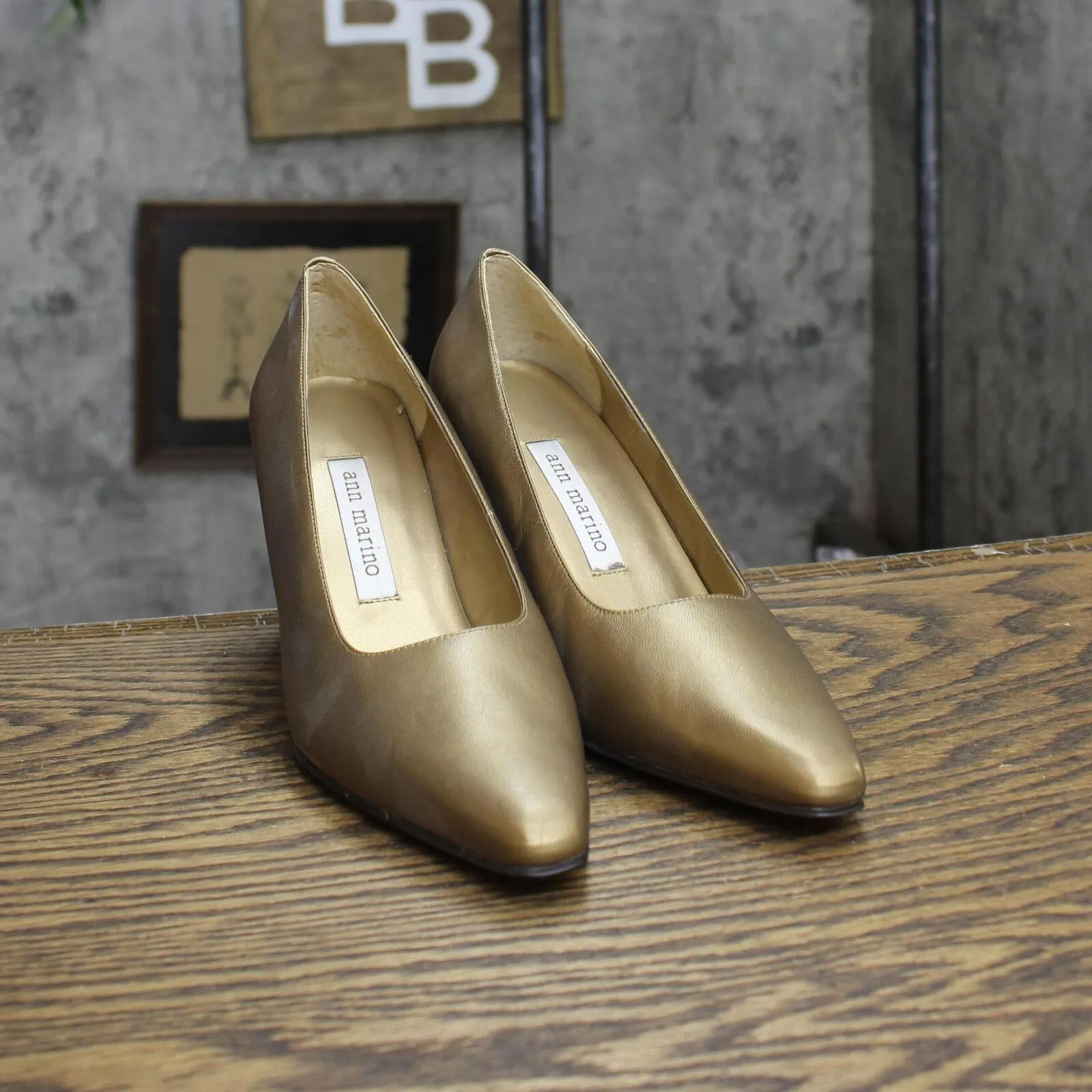 Ann Marino Womens Vintage Block Heels 1673d895bc172e Gold Yellow 6M