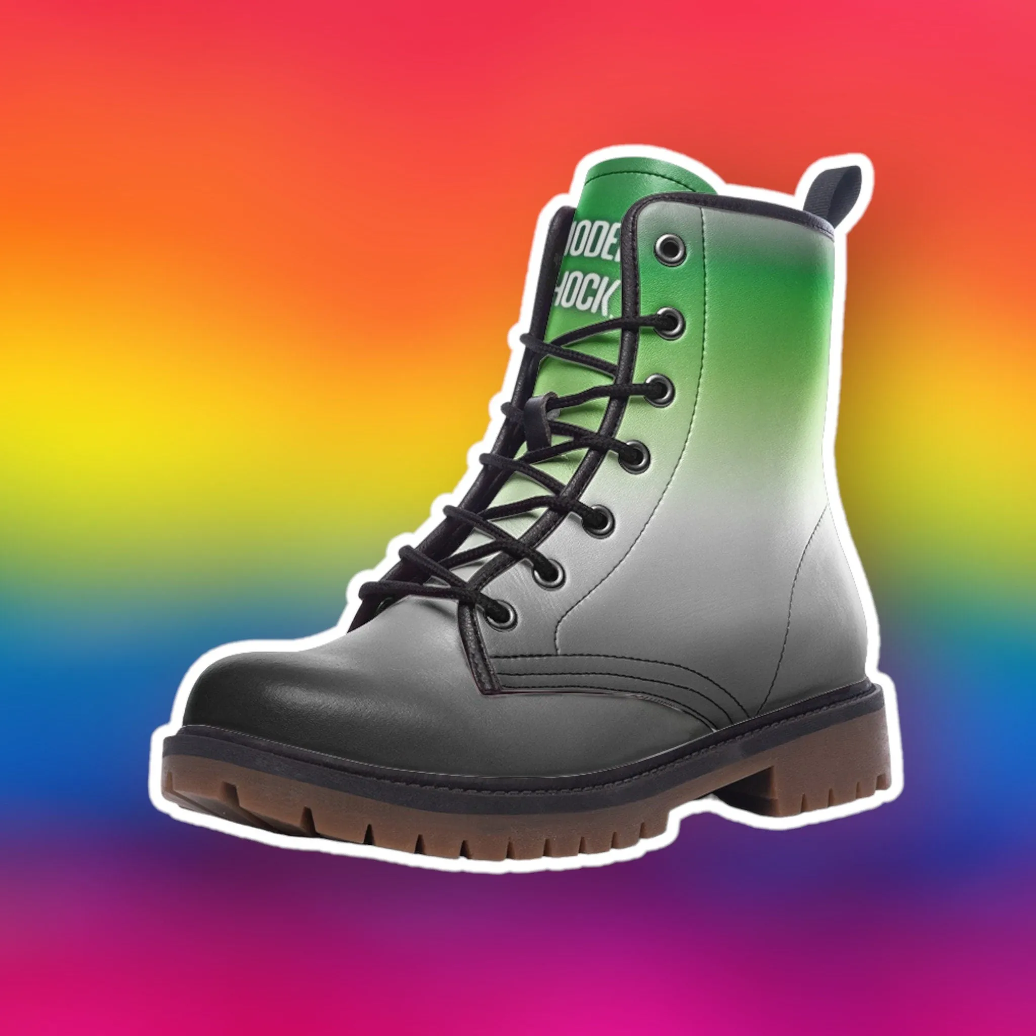 Aromantic Flag LGBTQ  Vegan Leather Unisex Boots