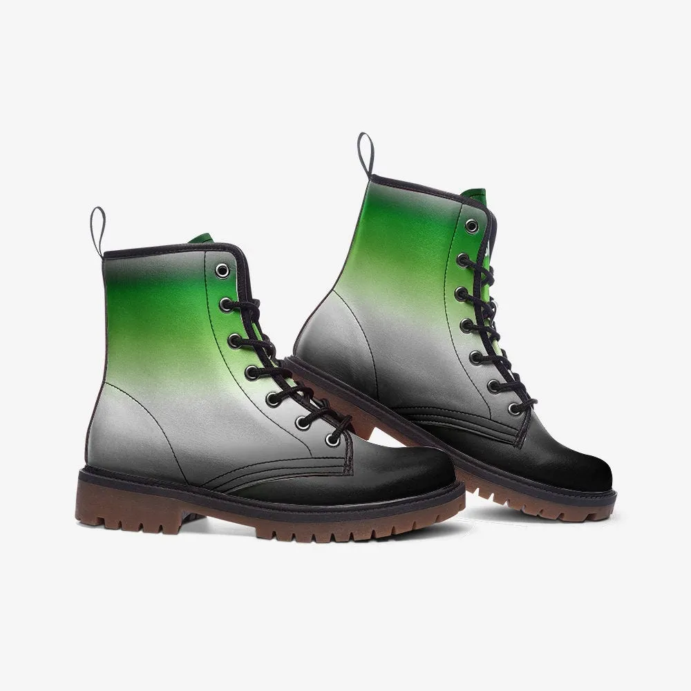 Aromantic Flag LGBTQ  Vegan Leather Unisex Boots