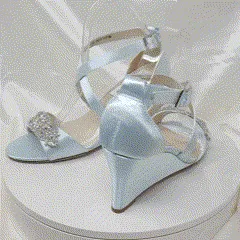 Baby Blue Bridal Wedges with Crystal Applique Design | Dyeable Shoes