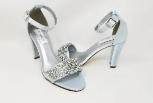Baby Blue Wedding Shoes with Crystal and Pearl Vamp