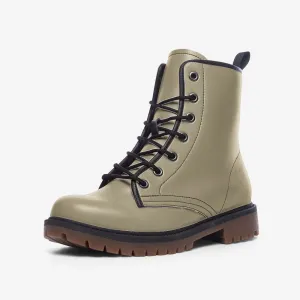 Beige Dark Academia Vegan Leather Unisex Boots
