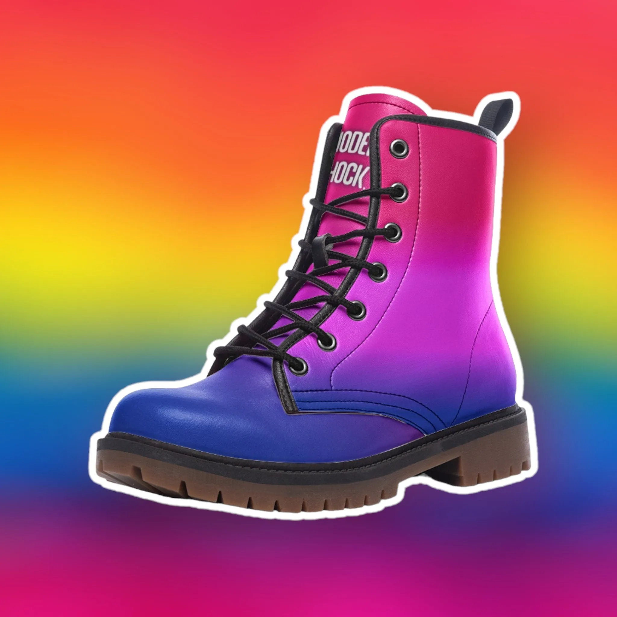 Bisexual Flag LGBTQ  Vegan Leather Unisex Boots