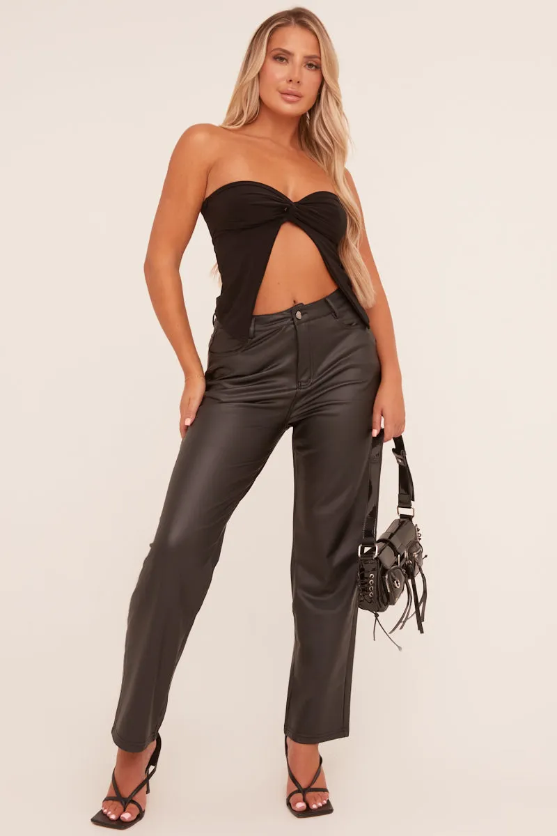 Black Bandeau Twist Detail Crop Top - Anifa