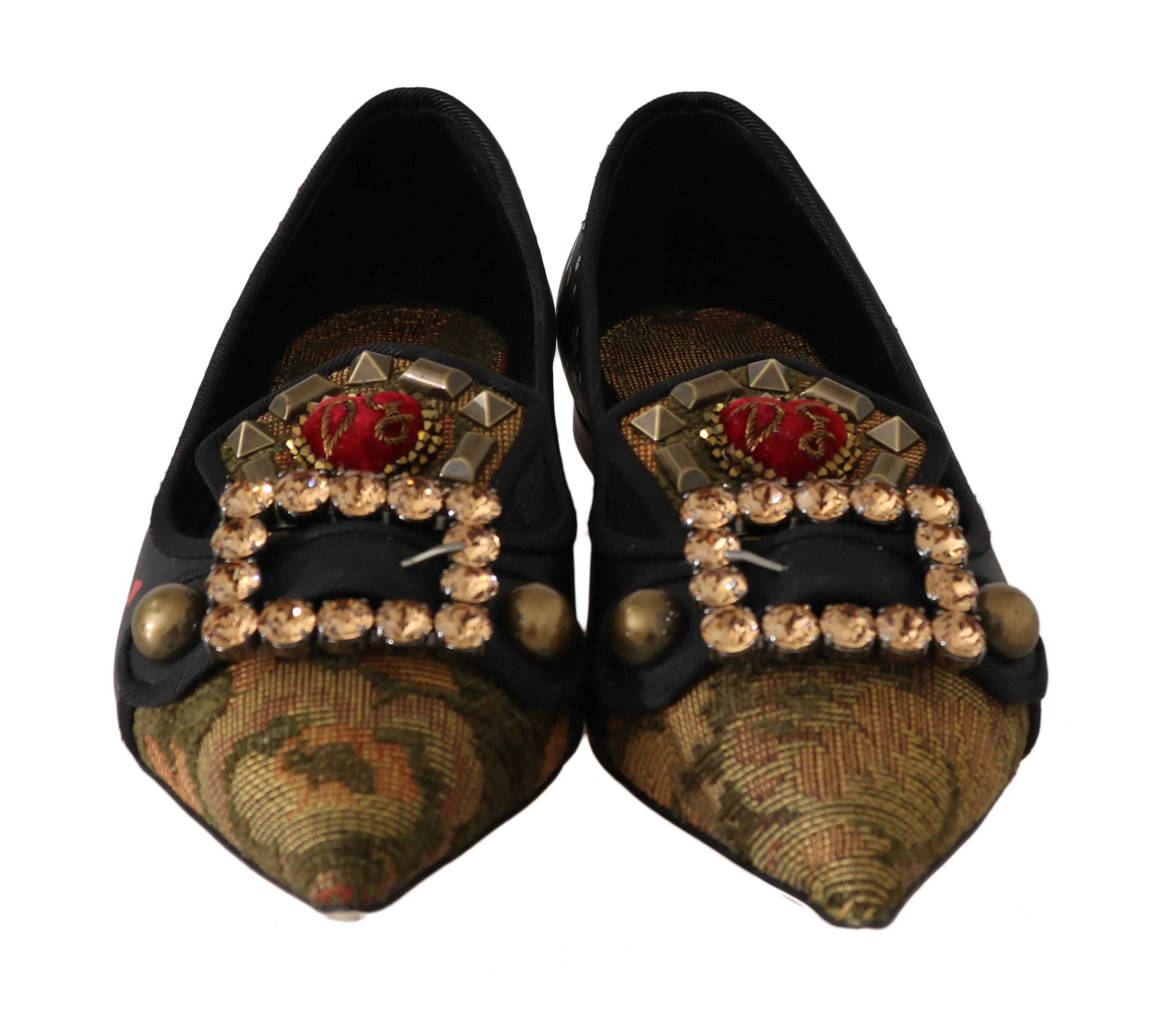 Black Leather Queen Ballet Flats