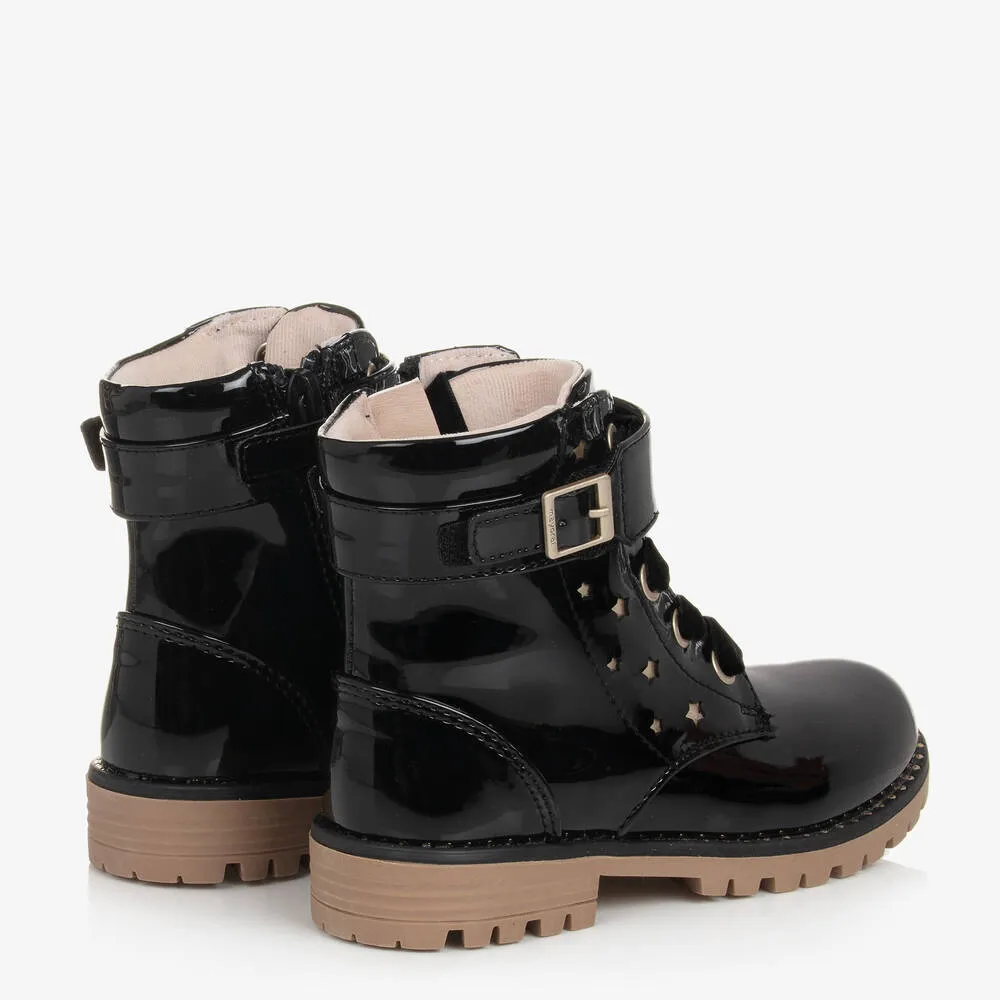 Black Patent Faux Leather Boots