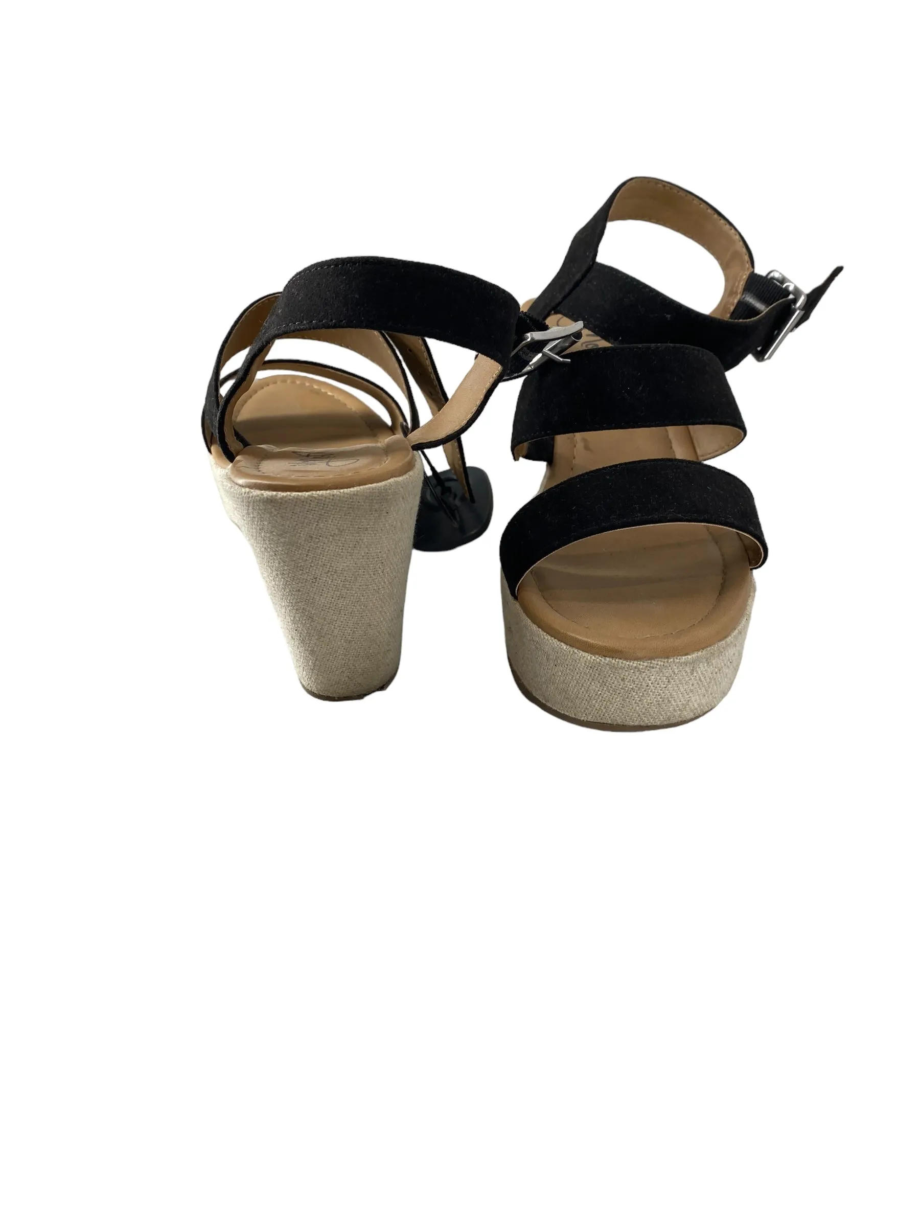 Black Sandals Heels Wedge Clothes Mentor, Size 8.5