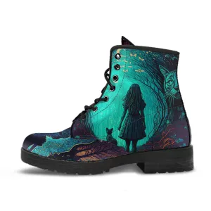 Blue-Green Alice In Wonderland Artistic Ankle Boots