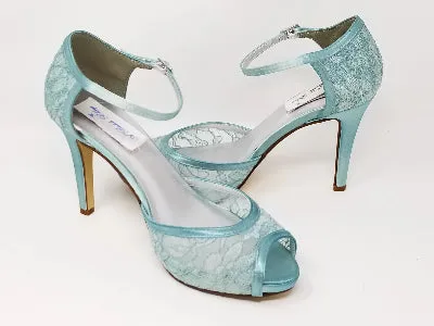 Blue Lace Bridal Shoes - Blue Bridesmiads Shoes
