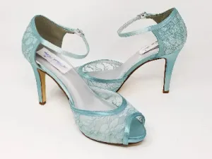 Blue Lace Bridal Shoes - Blue Bridesmiads Shoes