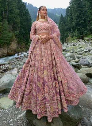 Blush Pink Multi Embroidery Wedding Lehenga Choli
