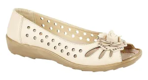 Boulevard L515BE Womens Punched Open Toe Flower Casual
