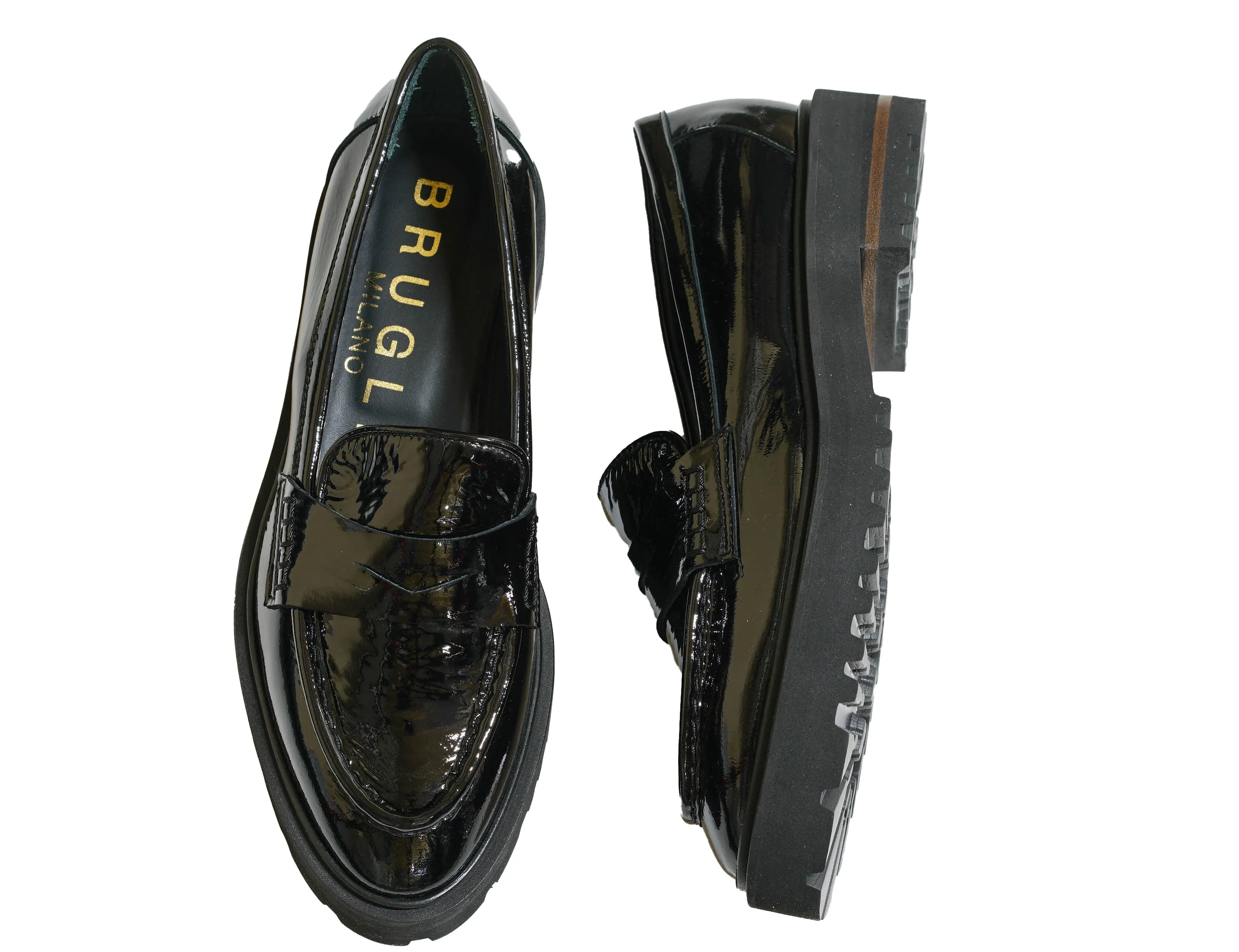 Bruglia Women’s Black Patent Leather Loafer 8716 30% off