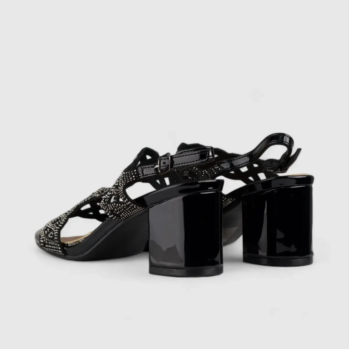 Bulbul Evening Block Heel Sandal Black LU008