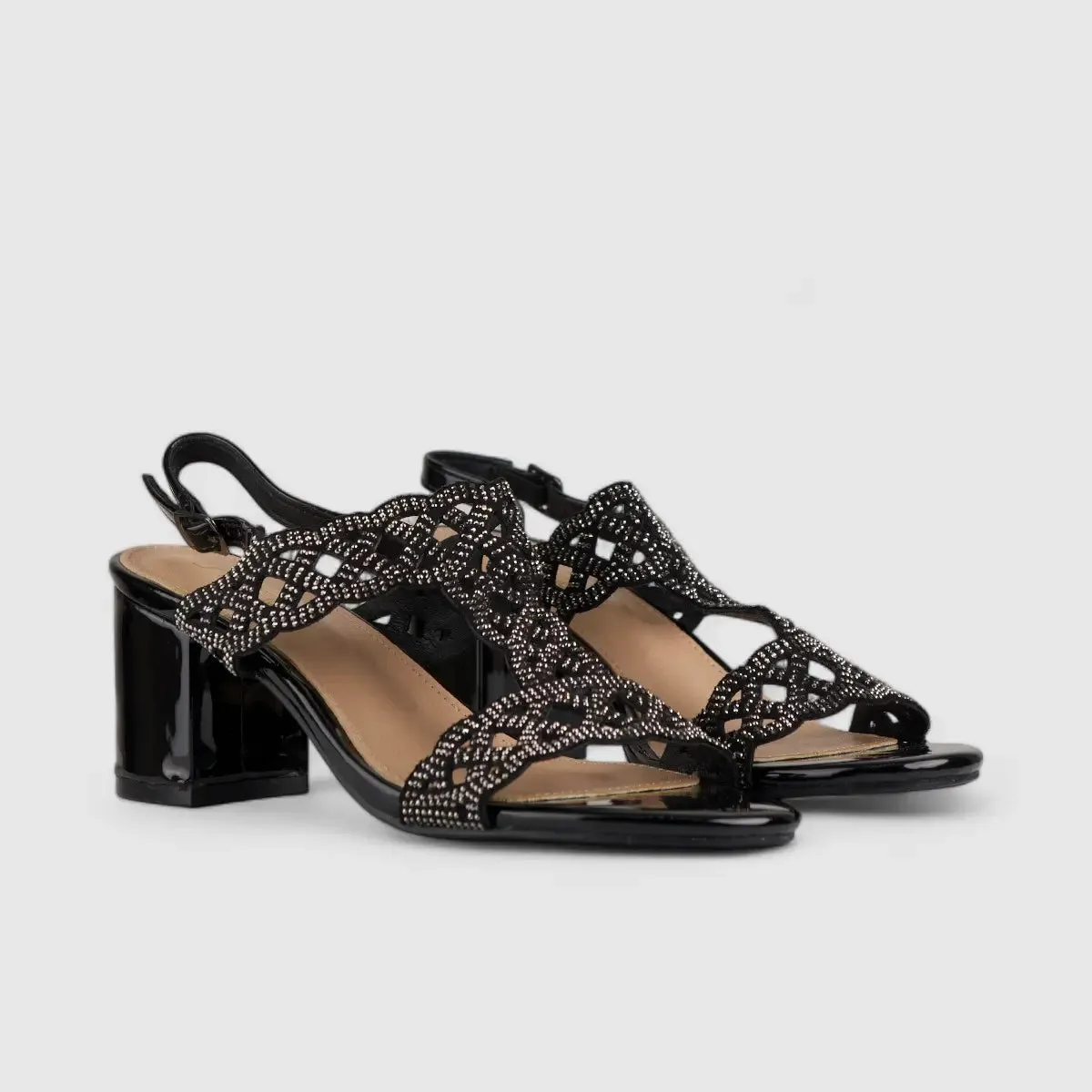 Bulbul Evening Block Heel Sandal Black LU008