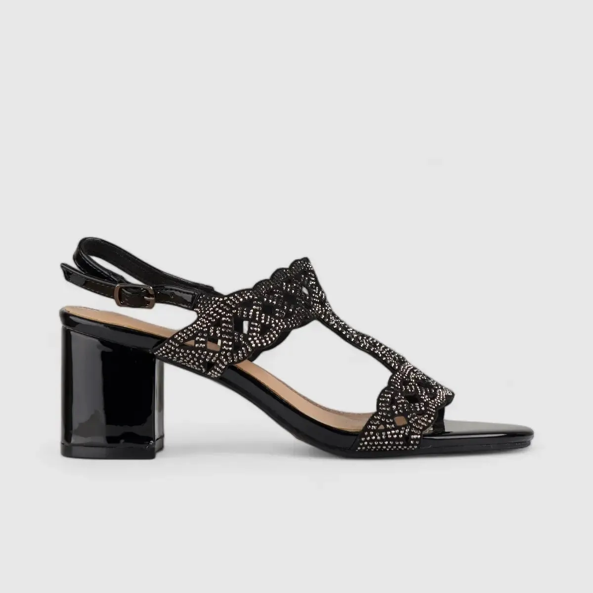 Bulbul Evening Block Heel Sandal Black LU008
