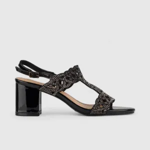 Bulbul Evening Block Heel Sandal Black LU008