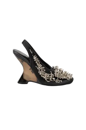 Bulle Embroidered Slingback Wedges