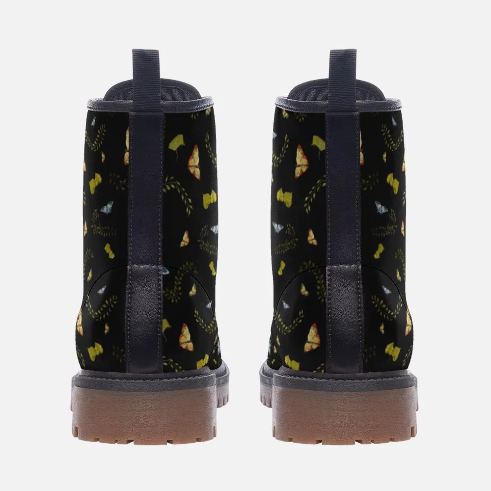 Butterflies Moths Dark Vegan Leather Unisex Boots