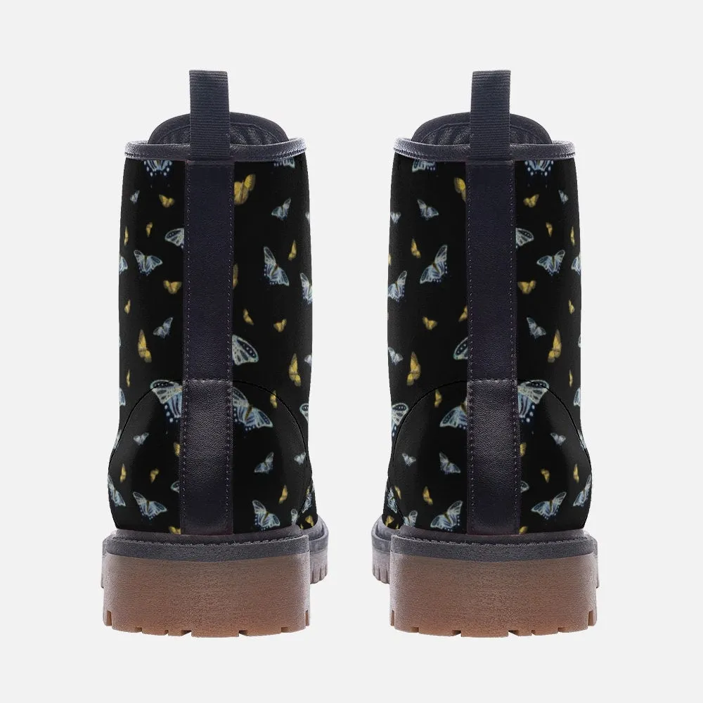 Butterflies Moths Dark Vegan Leather Unisex Boots