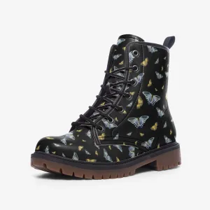 Butterflies Moths Dark Vegan Leather Unisex Boots