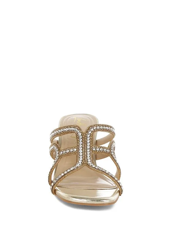 Caqueta Metallic Rhinestone Clear Wedge Sandals