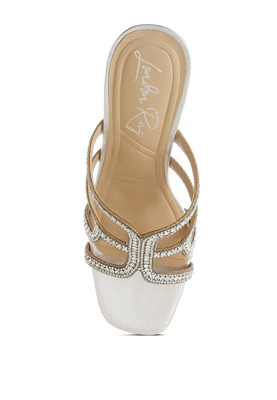 Caqueta Metallic Rhinestone Clear Wedge Sandals