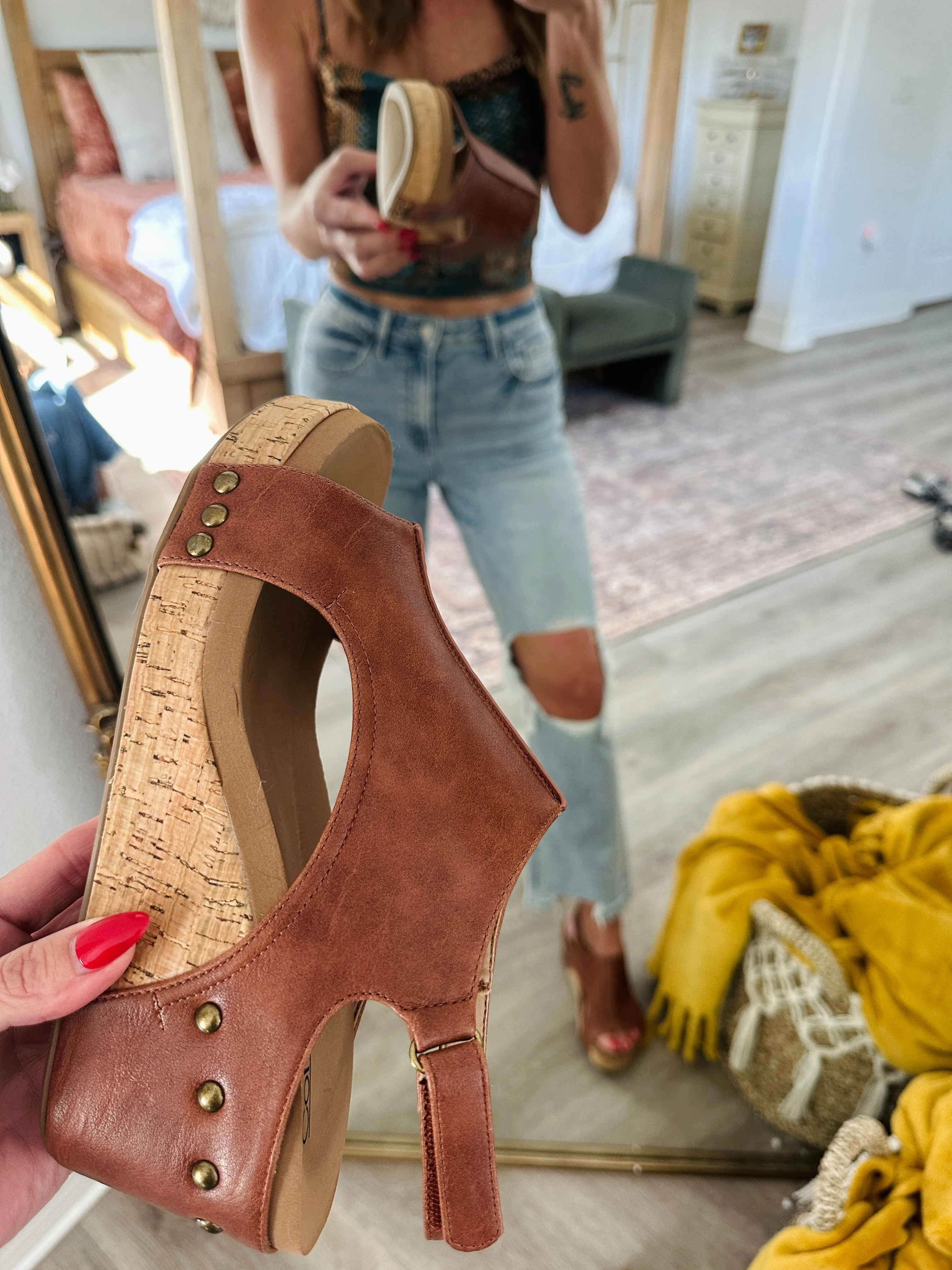 Carley Wedge Sandals- Bourbon