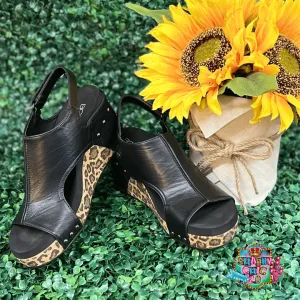 Carley Wedges - Black Smooth Leopard