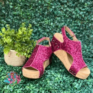 Carley Wedges - Fuschia Glitter