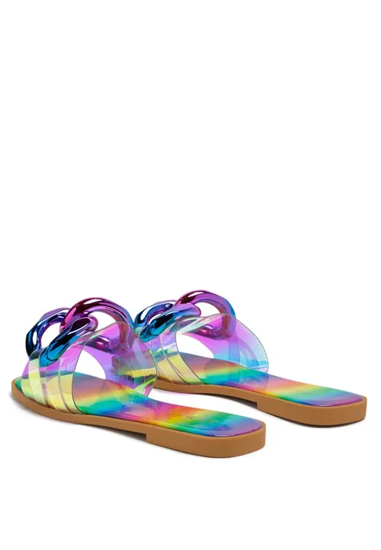Caroons Clear Slide on Flat Sandals
