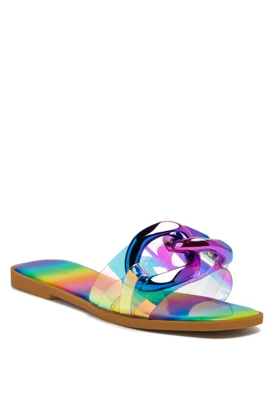 Caroons Clear Slide on Flat Sandals