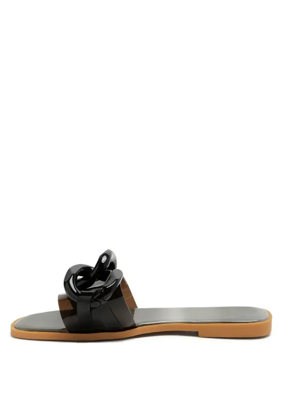 Caroons Clear Slide on Flat Sandals
