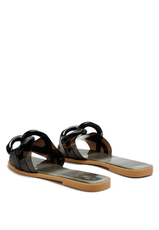 Caroons Clear Slide on Flat Sandals