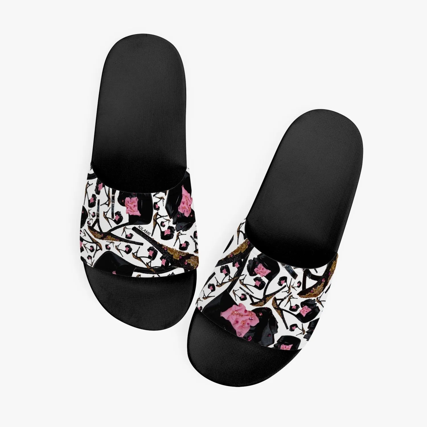 Casual Sandals - Black 'Pink gold sandals'