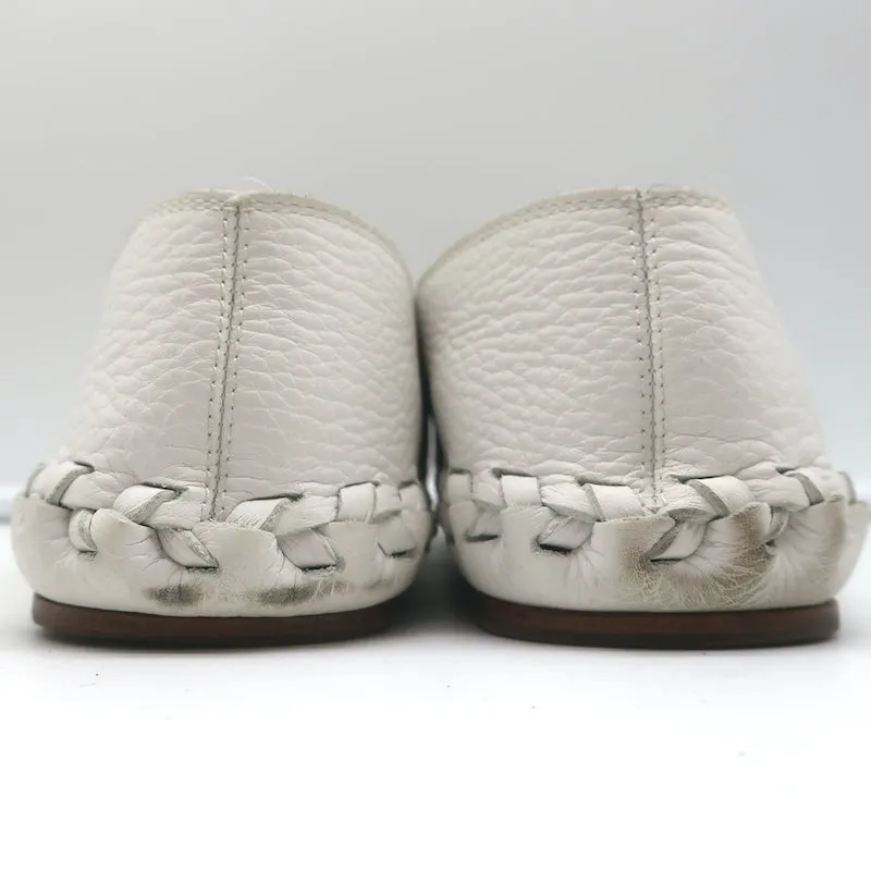 Celine Marlou Moccasin Flats White Grained Leather Size 39