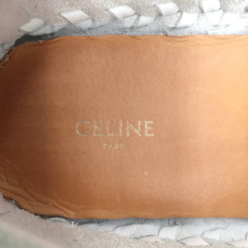 Celine Marlou Moccasin Flats White Grained Leather Size 39